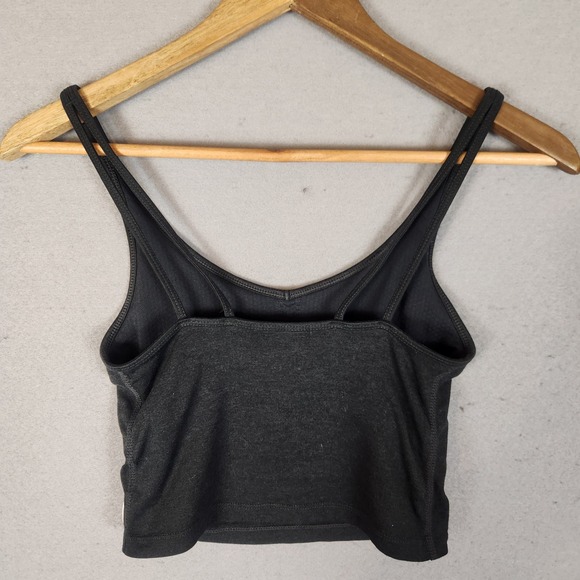 Vuori Halo Performance Crop Tank Top XS Heathered Black Dreamknit Built-in Bra - Picture 2 of 3